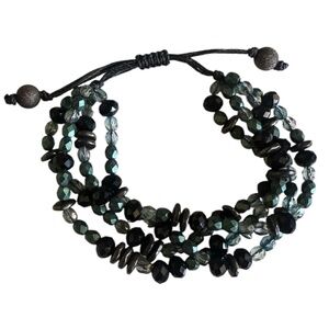 Adjustable 4 Strand Bracelet in Teal, Gunmetal, and Black